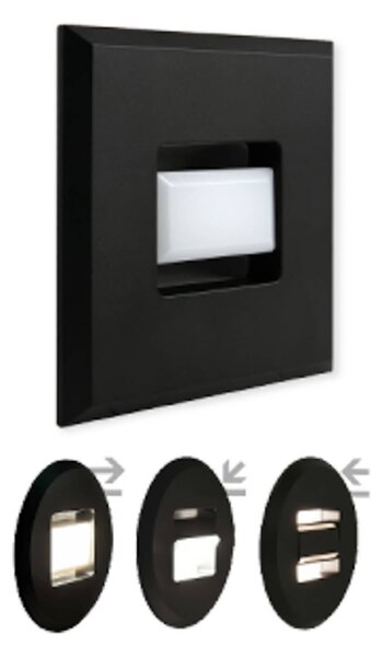MEGAMAN Luci LED da incasso Tina, nera, lunghezza 9 cm, orientabile Tina, Nero, Soggiorno / Sala da pranzo, Plastica, Moderno, Applique
