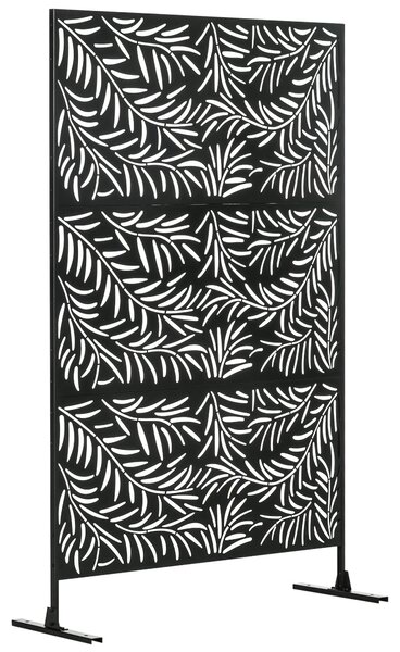 Paravento Separè da Esterno 122x45x198 cm con Motivi a Salice e 2 Piedini in Acciaio Nero