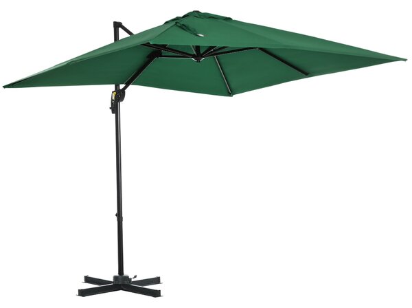 Ombrellone da Giardino 250x250 cm a Manovella con Rotazione 360° e Parasole Regolabile Verde