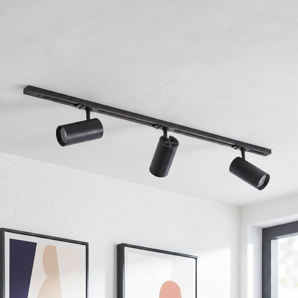 Sistema di binari Lindby Linaro Ø7 cm, a 3 luci, LED, nero, CCT Lindby, dimmerabile, Nero, Studio / Ufficio, Alluminio, Moderno