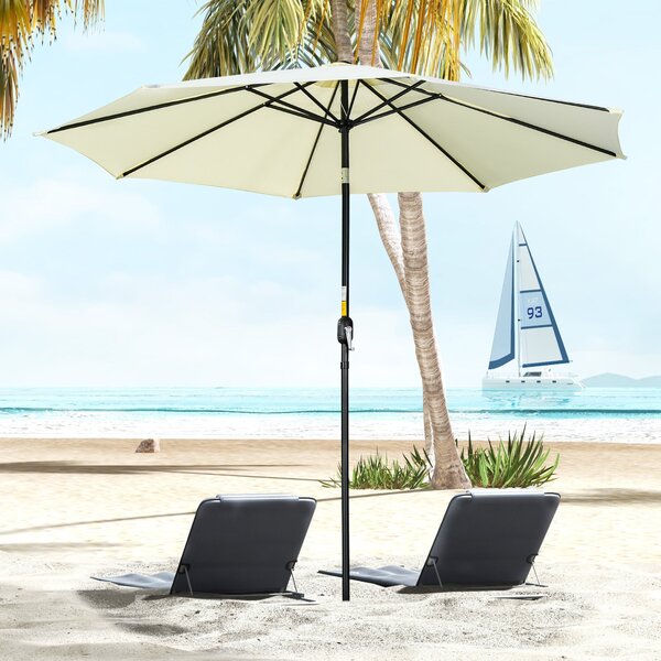 Ombrellone da Giardino Ø295x250 cm Inclinabile a 8 Stecche con Manovella in Metallo e Poliestere Beige