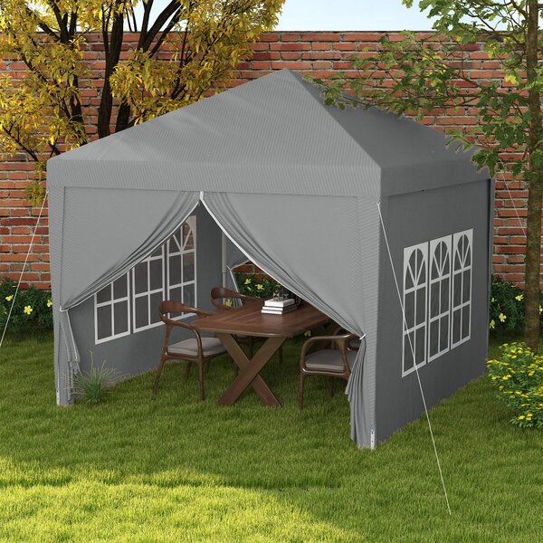 Gazebo da Giardino 3x3 m Pieghevole con 4 Pannelli Laterali in Acciaio e Tessuto Oxford Grigio Chiaro