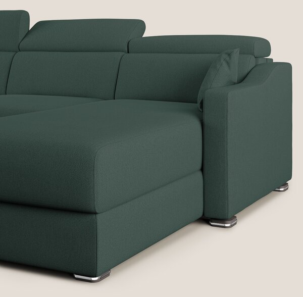 Amber divano letto angolare in tessuto smacchiabile T05 verde