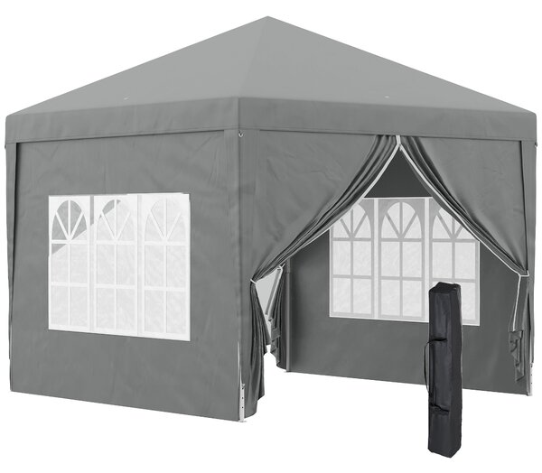 Gazebo da Giardino 3x3 m Pieghevole con 4 Pannelli Laterali in Acciaio e Tessuto Oxford Grigio Chiaro