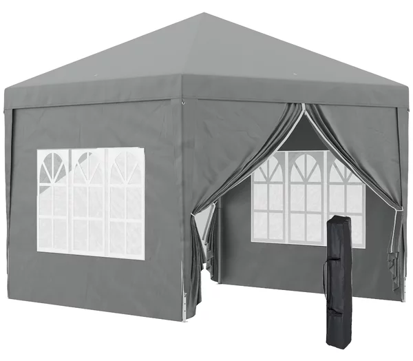 Gazebo da Giardino 3x3 m Pieghevole con 4 Pannelli Laterali in Acciaio e Tessuto Oxford Grigio Chiaro