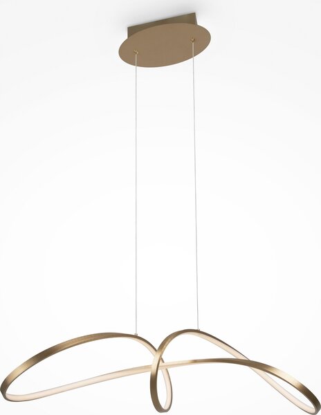 Lampadario A Sospensione Moderno Curve Alluminio Oro 1 Luce Led 42W