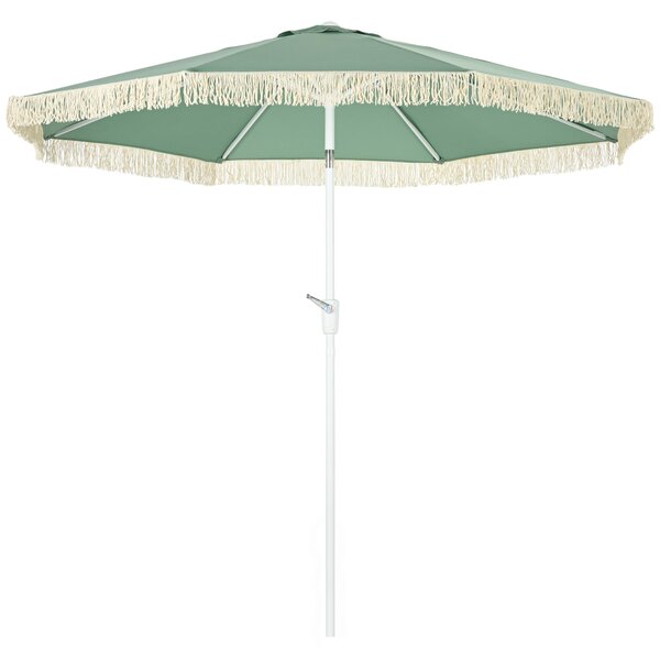 Ombrellone da Giardino 260x240 cm a Manovella Inclinabile con Frange in Poliestere e Metallo Verde