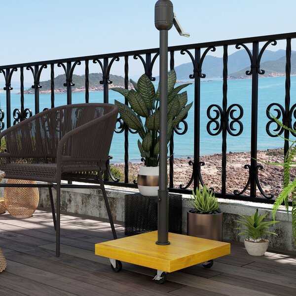 Base per Ombrellone 45x45x36,5 cm da 25 kg con Ruote in Metallo e Cemento Effetto Legno