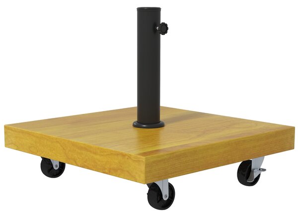 Base per Ombrellone 45x45x36,5 cm da 25 kg con Ruote in Metallo e Cemento Effetto Legno