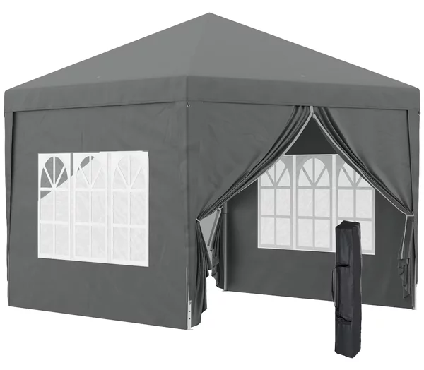 Gazebo da Giardino 3x3 m Pieghevole con 4 Pannelli Laterali in Acciaio e Tessuto Oxford Grigio