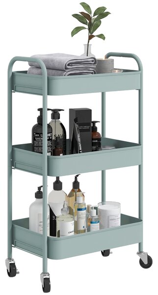 Carrello da Cucina a 3 Livelli 45x30,6x79 cm in Acciaio Azzurro