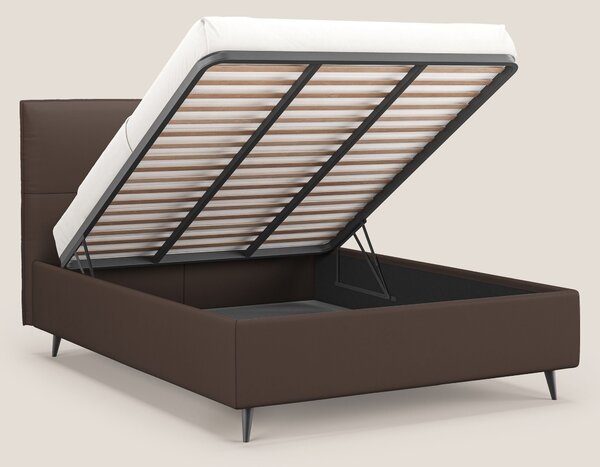 Greta letto contenitore dimensioni SLIM con testata trapuntata in ecop
