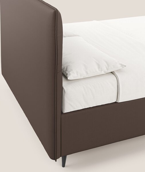 Greta letto contenitore dimensioni SLIM con testata trapuntata in ecop