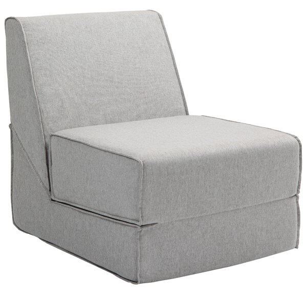 Poltrona Moderna da Pavimento Convertibile in Chaise Longue in Tessuto Grigio Chiaro