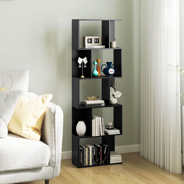 Mobile Libreria Design Moderno 60x24x184,5 cm a 5 Ripiani in Legno Nero