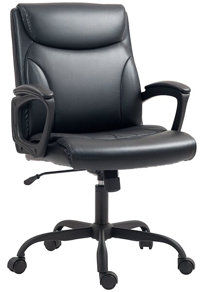 Sedia da Ufficio Presidenziale 60x68x95,5-105 cm Reclinabile ad Altezza Regolabile in Finta Pelle Nero