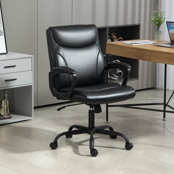 Sedia da Ufficio Presidenziale 60x68x95,5-105 cm Reclinabile ad Altezza Regolabile in Finta Pelle Nero