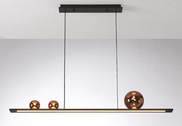 MOONLIGHT SOSPENSIONE ORIGINALE LINEARE LED 36W LUCE 3000K IN ALLUMINIO E VETRO 3 FINITURE L120 CM MODERNA