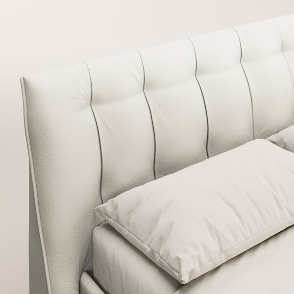 Clizia letto imbottito di design con vano contenitore in ecopelle impe