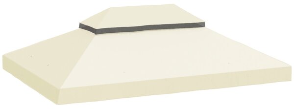 Copertura per Gazebo da Giardino 400x 300 cm a 2 Livelli in Tessuto Oxford 600D con Fori di Drenaggio Bianco Crema
