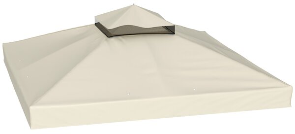 Copertura per Gazebo da Giardino 300x 300 cm Tetto Sostitutivo UPF30+ a 2 Livelli in Poliestere Crema