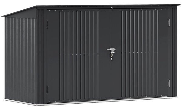 Copribidoni per 3 Cassonetti da 240L 233x105x118,5-133 cm con 2 Porte e Coperchio Grigio Scuro