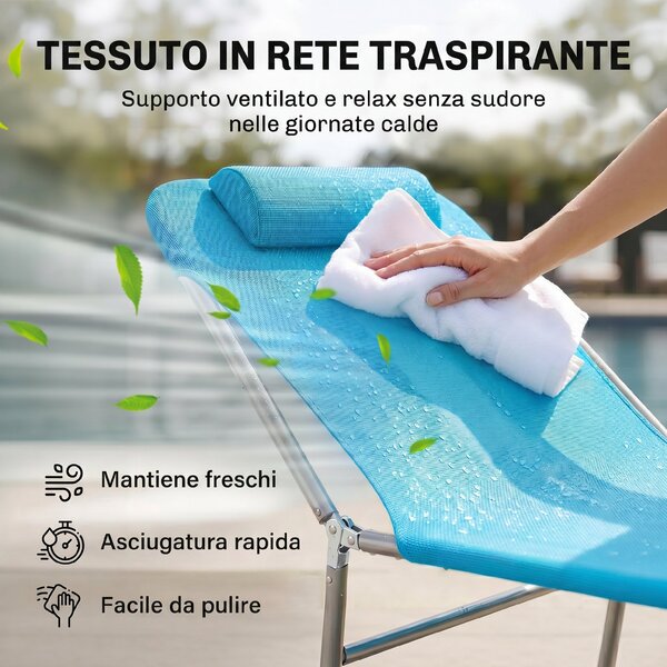Outsunny Lettino Prendisole Pieghevole con Schienale Reclinabile e Cuscino, 182x56x24.5cm|Aosom