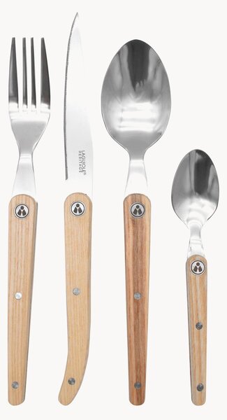 Set di 16 posate in legno di frassino Laguiole