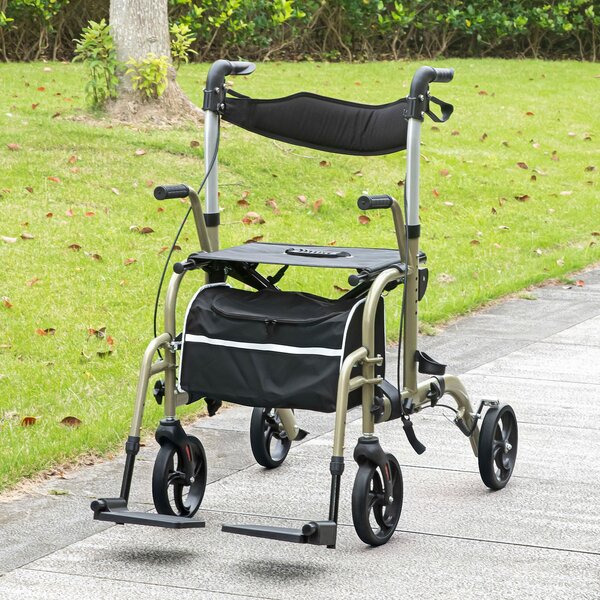 Deambulatore per Anziani e Disabili 59x104x88-101 cm Pieghevole con Poggiapiedi Giallo e Verde