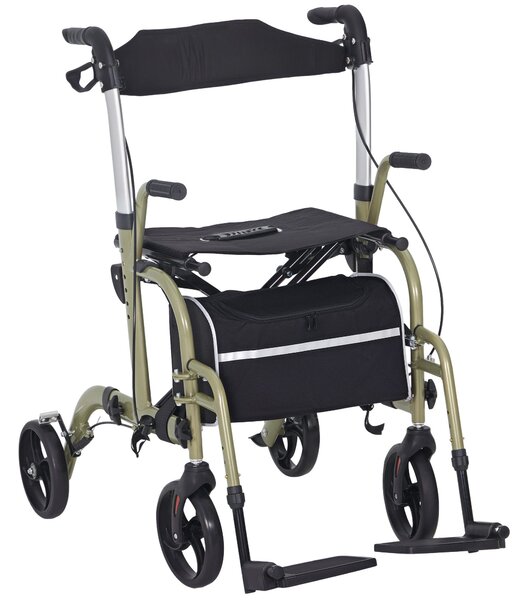 Deambulatore per Anziani e Disabili 59x104x88-101 cm Pieghevole con Poggiapiedi Giallo e Verde