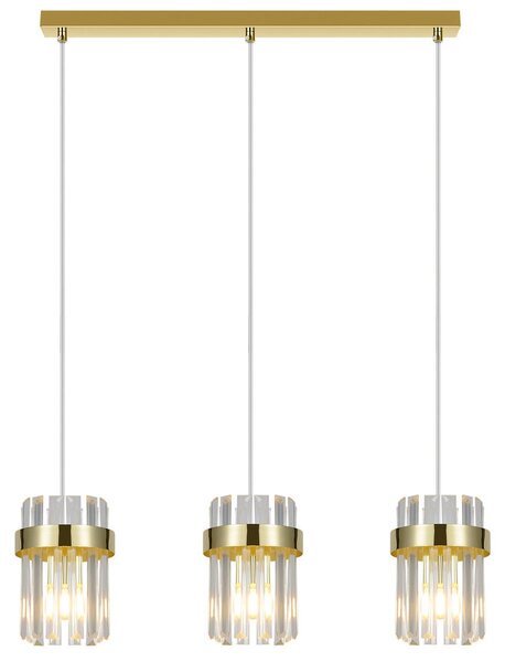 Lampada a sospensione VETRO dorata 3xE14x10W in vetro, dimensioni: 150x60x14 cm, IP20, Light Prestige