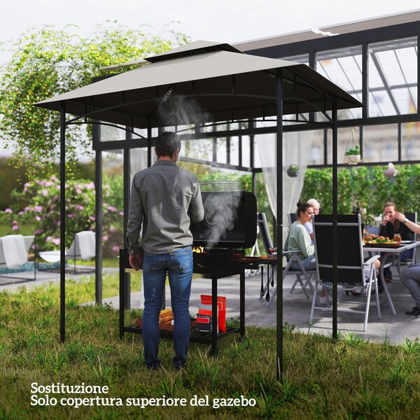 Copertura per Gazebo da Giardino 244x152 cm a 2 Livelli in Poliestere 160gsm Grigio Chiaro