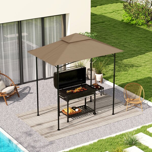 Copertura per Gazebo da Giardino 244x152 cm a 2 Livelli in Poliestere 160gsm Cachi