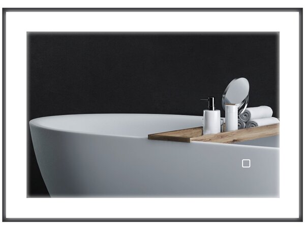 Specchio da Bagno 70x3x50 cm Illuminato a LED 3 Tonalità Cornice in Alluminio Nero