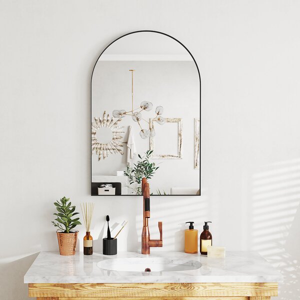 Specchio ad Arco 60x3x90 cm in Lega di Alluminio e Vetro Nero