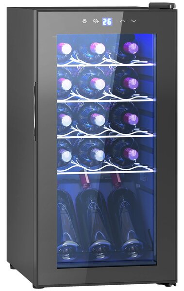 Cantinetta Vino Refrigerata per 15 Bottiglie Capacità 44L con Controllo Temperatura Nero