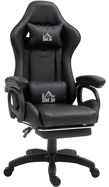 Sedia da Gaming 65x68x120-128 cm Reclinabile a 125° Poggiapiedi Retrattile Nero