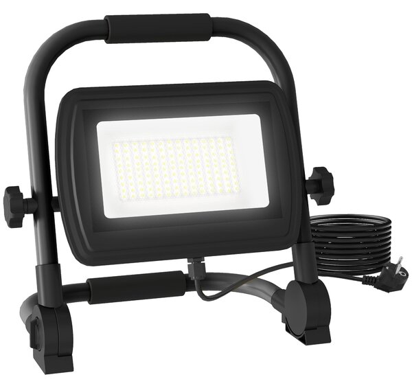 Faretto LED da Esterno IP65 25,5x16x25,5 cm da 6500k con Testa Girevole e Supporto Nero