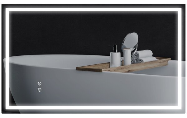 Specchio per Bagno con Luci LED a 3 Tonalità 100x3x60 cm Antiappannamento e Strato Antiurto