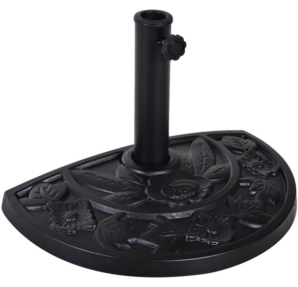 Base per Ombrellone a Mezzaluna 50x31x32 cm per Pali da Ø3,8 e Ø4,8 cm in Resina Nero