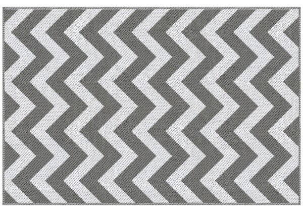 Tappeto da Esterno Reversibile 121x182 cm con Fantasia Geometrica Grigio e Bianco