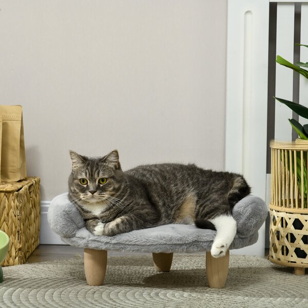 Cuccia Divanetto per Cani e Gatti 47x40x20 cm Sfoderabile in Peluche Grigio