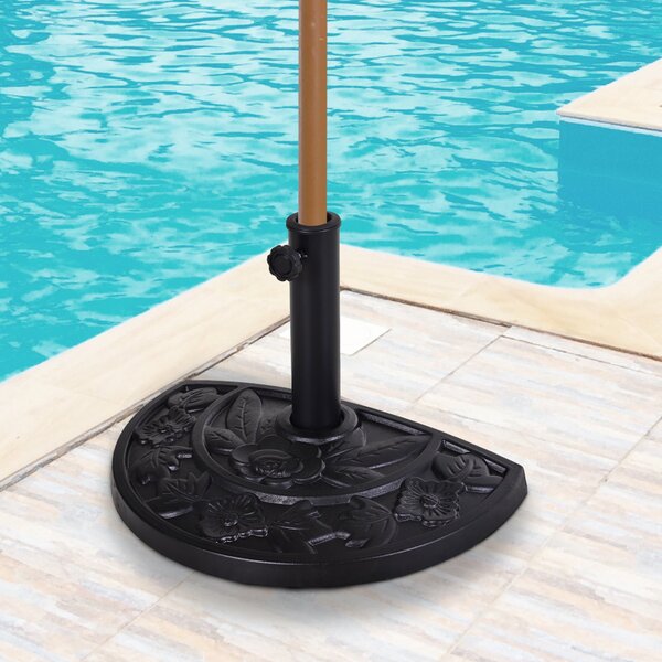 Base per Ombrellone a Mezzaluna 50x31x32 cm per Pali da Ø3,8 e Ø4,8 cm in Resina Nero