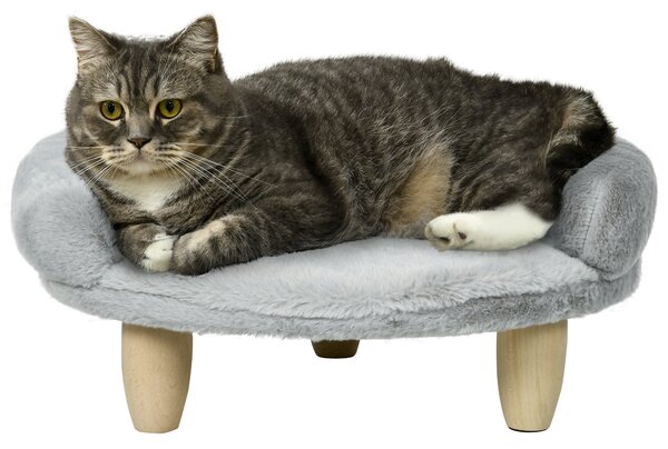 Cuccia Divanetto per Cani e Gatti 47x40x20 cm Sfoderabile in Peluche Grigio