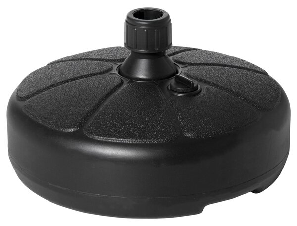Base per Ombrellone Rotonda Ø38 cm per Pali da Ø3,8 cm Riempibile con Acqua e Sabbia Nero