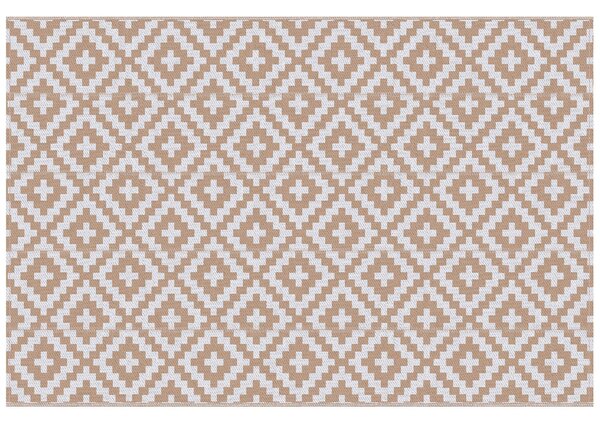 Tappeto da Esterno Reversibile 182x274 cm con Fantasia Geometrica Caffè e Bianco