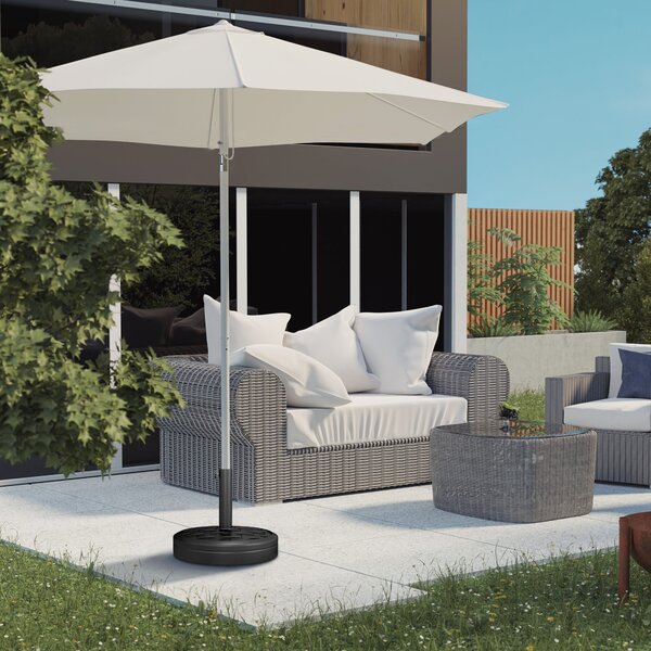 Base per Ombrellone Rotonda da 18kg Ø45x36 cm in HDPE Cemento e Acciaio Nero