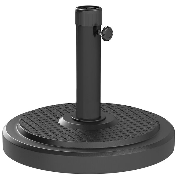 Base per Ombrellone Rotonda per Pali da Ø3,8 e Ø4,8 cm in Calcestruzzo Rivestito in HDPE Nero