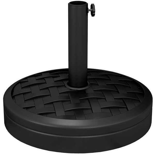 Base per Ombrellone Rotonda da 18kg Ø45x36 cm in HDPE Cemento e Acciaio Nero