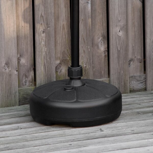 Base per Ombrellone Rotonda Ø38 cm per Pali da Ø3,8 cm Riempibile con Acqua e Sabbia Nero